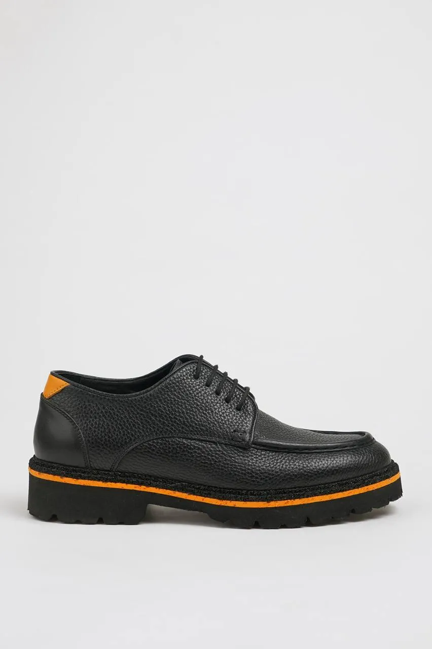 Black Milled Derby Laces Shoes