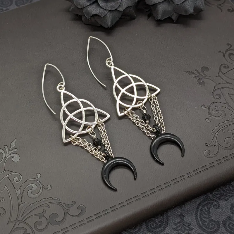 Black Moon Triquetra Earrings