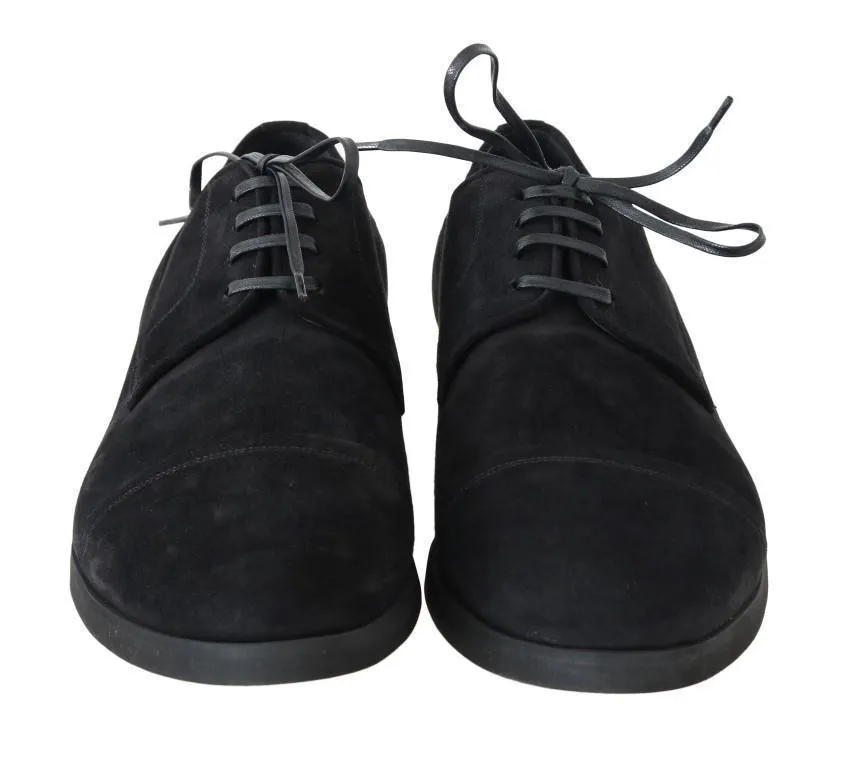 Black Suede Leather Formal Derby Shoes