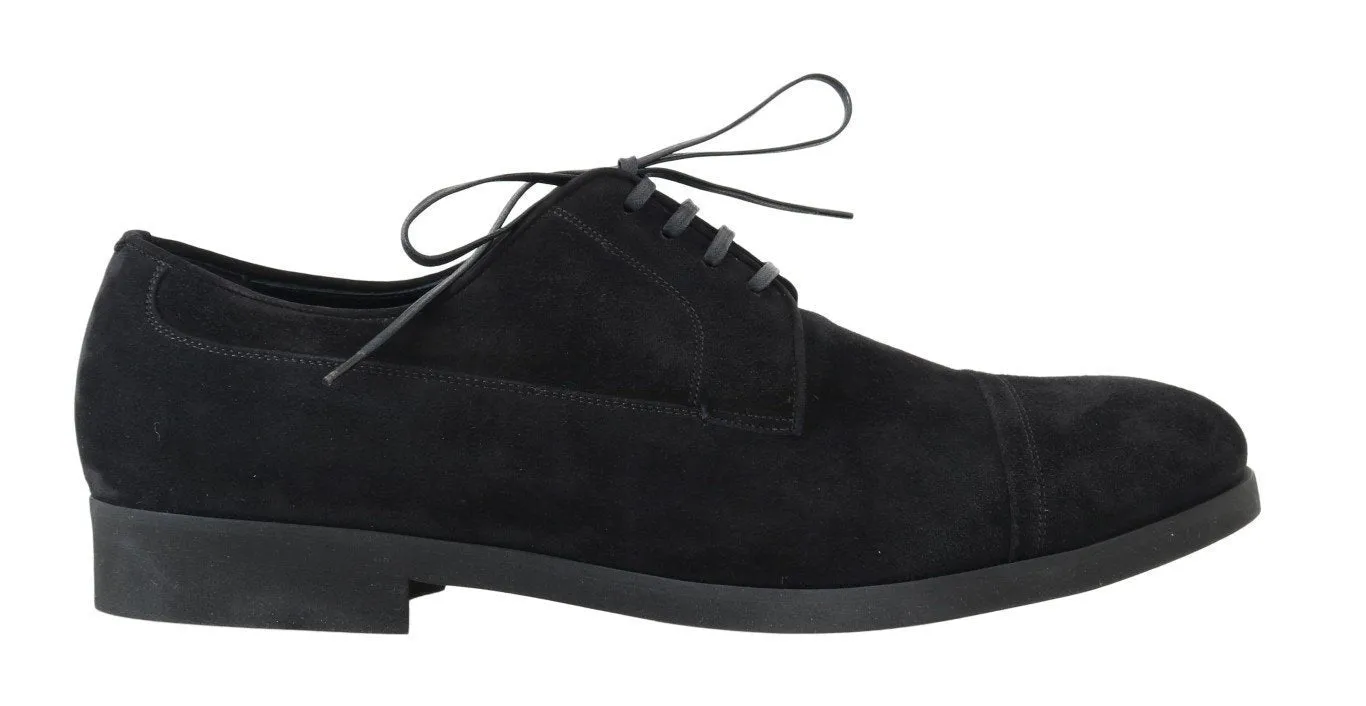 Black Suede Leather Formal Derby Shoes