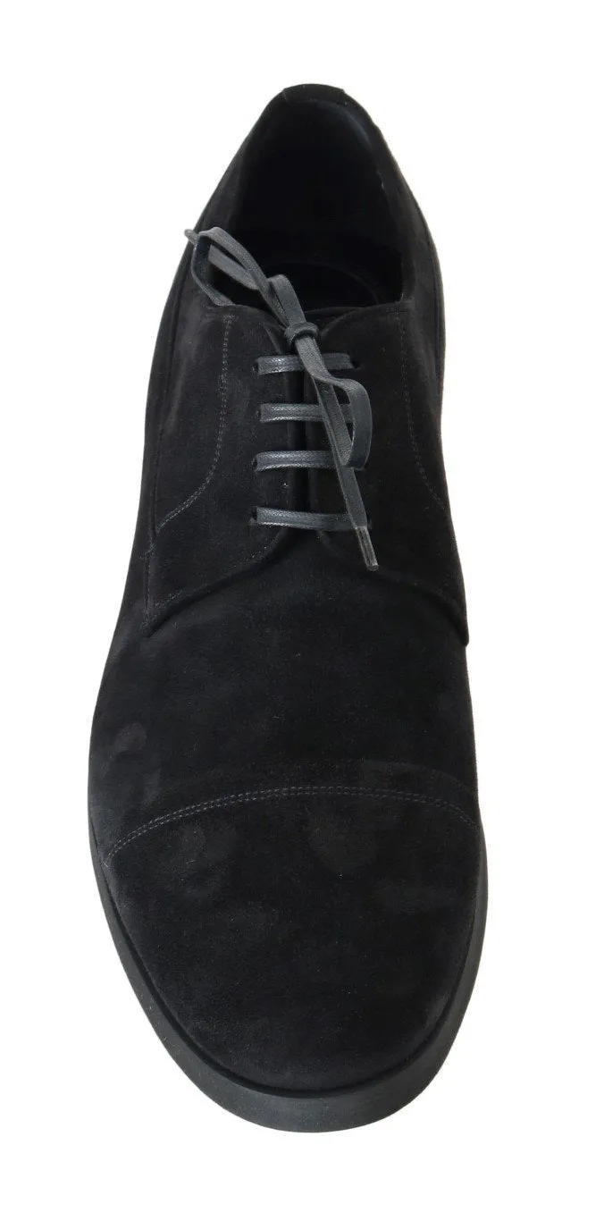 Black Suede Leather Formal Derby Shoes