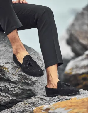 Black Suede Tassel Loafers