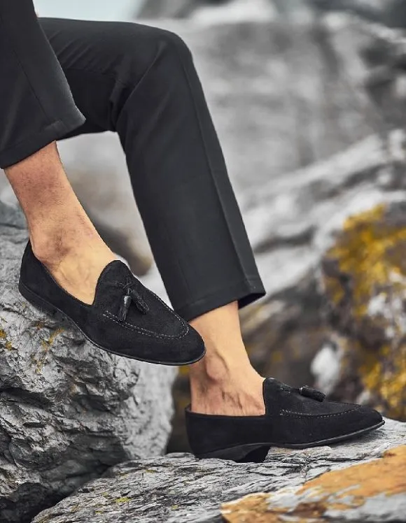 Black Suede Tassel Loafers