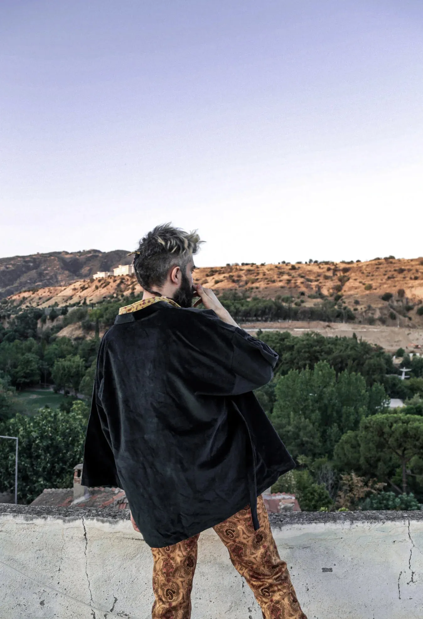 Black Velvet Oversized Shabby Kimono