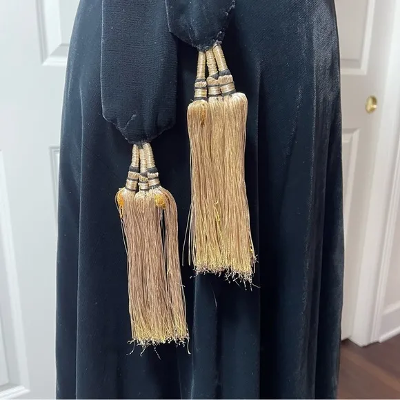 Black Velvet Wrap Skirt Gold Floral Embroidery Handmade in India S\M
