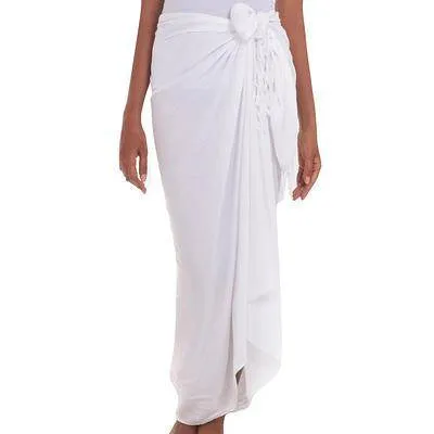 'Blinding White' Handmade Indonesian Solid White Rayon Sarong