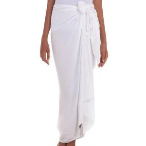 'Blinding White' Handmade Indonesian Solid White Rayon Sarong