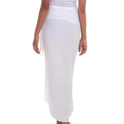 'Blinding White' Handmade Indonesian Solid White Rayon Sarong