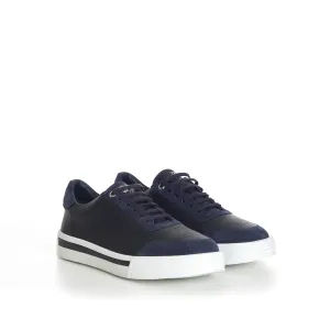 Blue Calfskin Low Top Leather Lace Up Sneakers