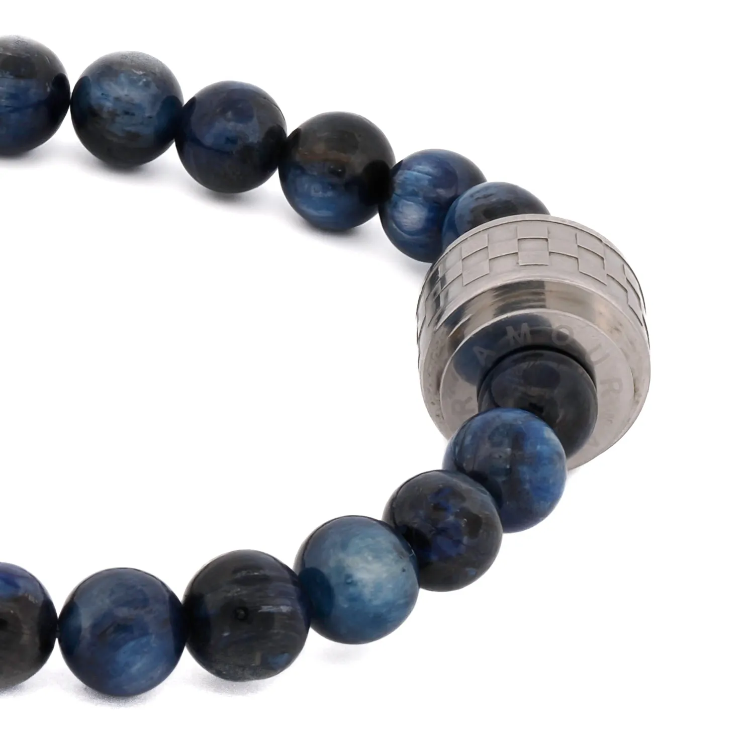 Blue Tiger's Eye Beaded Silver Amour Bracelet