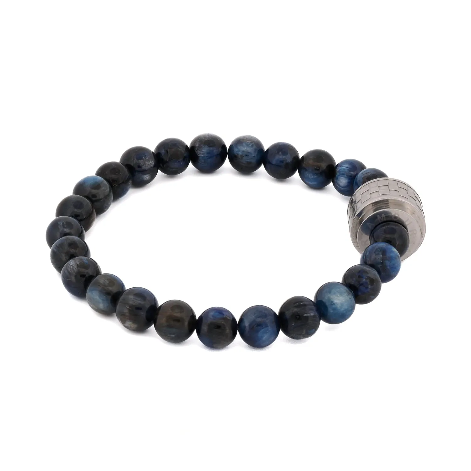 Blue Tiger's Eye Beaded Silver Amour Bracelet