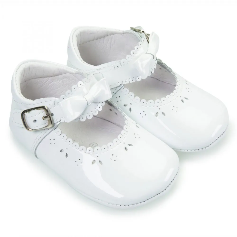 Borboleta Moya Scollop Patent Leather Soft Sole White