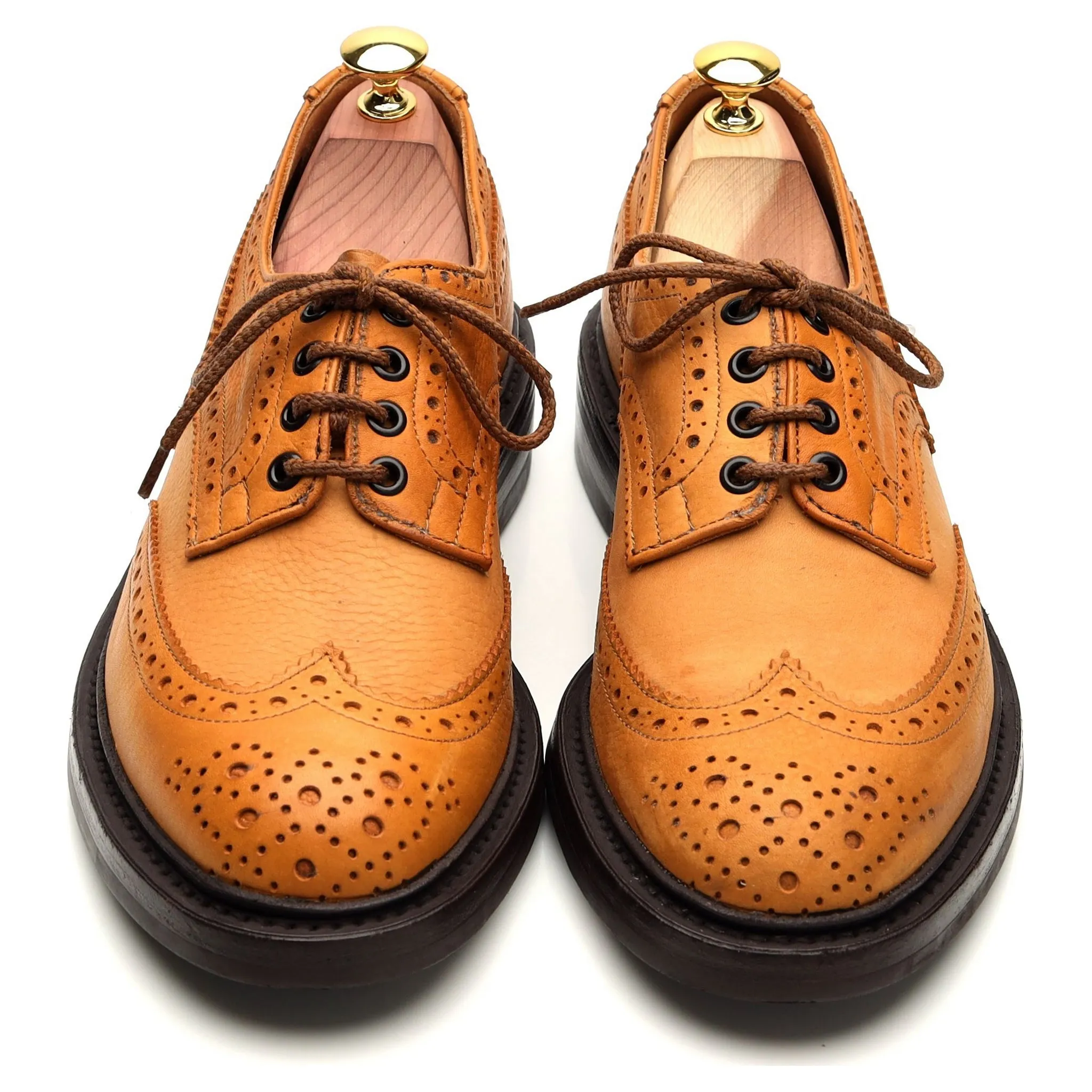 'Bourton' Light Tan Brown Leather Derby Brogues UK 7.5