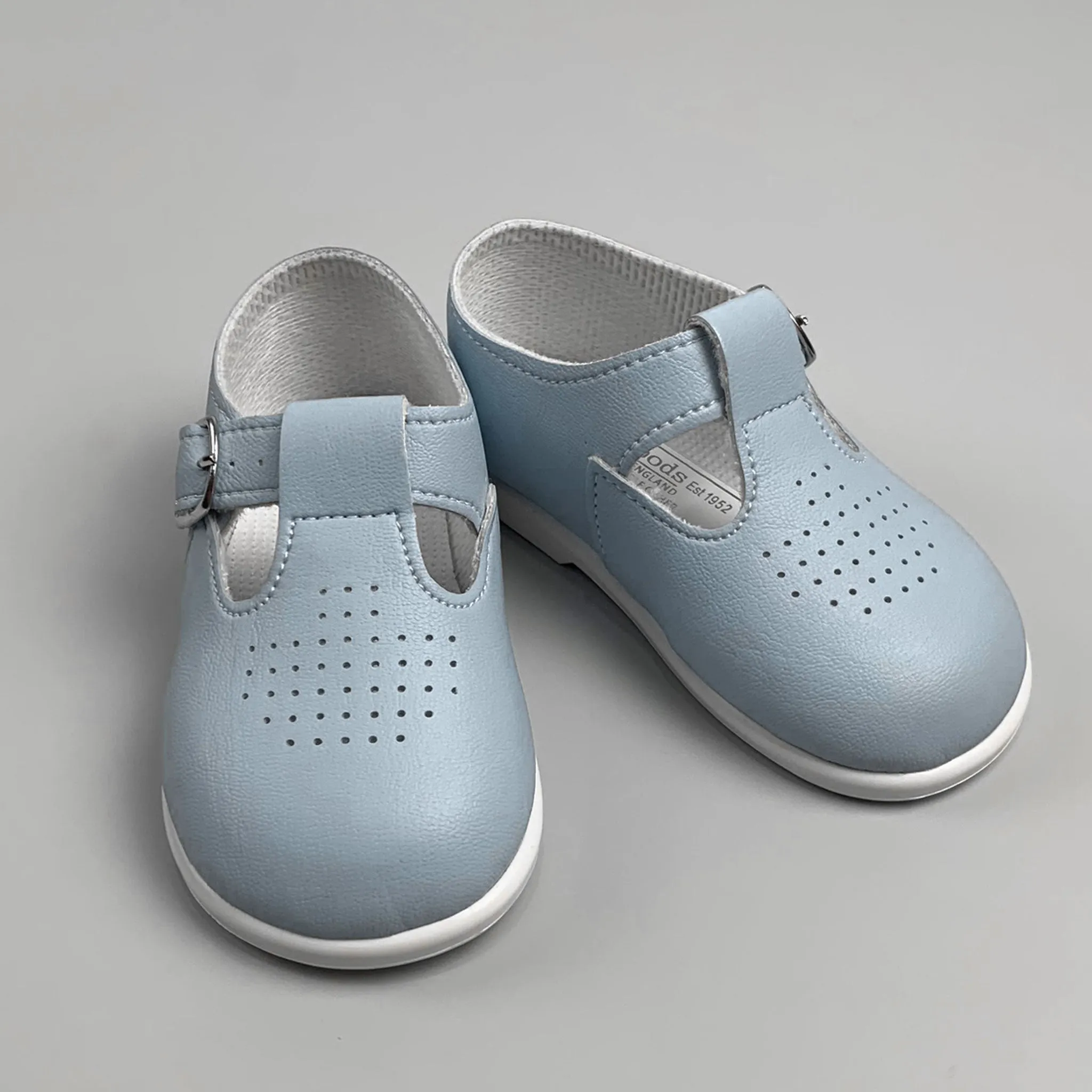 Boys First Walker Shoes - Hard Sole Blue T Bar