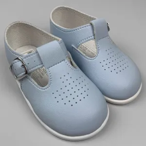 Boys First Walker Shoes - Hard Sole Blue T Bar