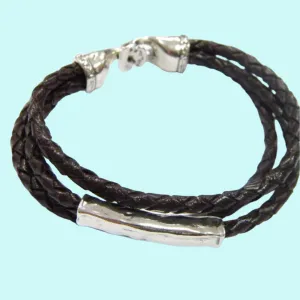 Bracelet Sterling Silver 925 Leather