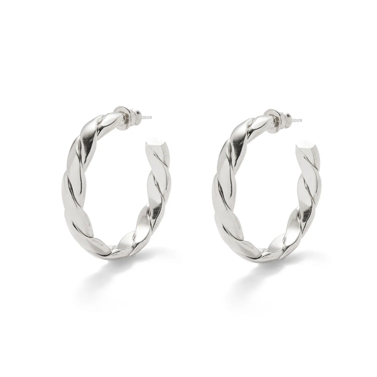 Braid Hoops in Silver