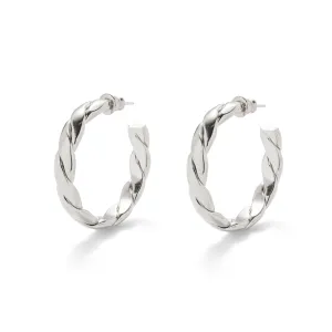 Braid Hoops in Silver