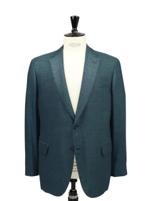 Brioni Petrol Silk & Wool Micro-Structure Brunico Jacket