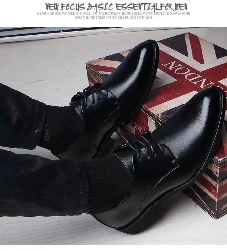 British Casual Business Formal Leather Shoes – Men’s Heightening Single Shoes, Casual Shoes for Suit, Spring and Autumn