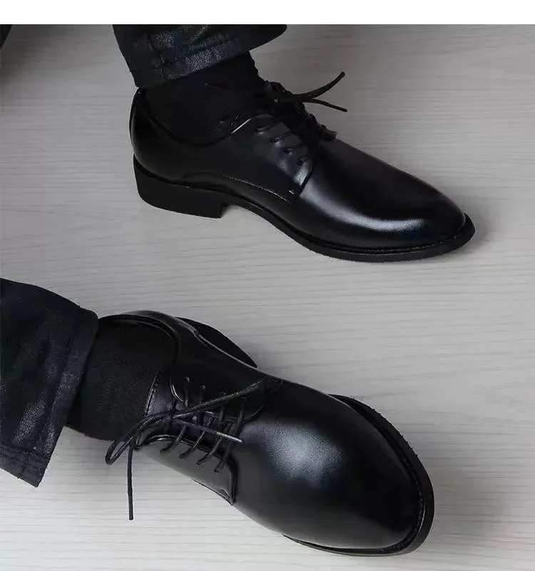 British Casual Business Formal Leather Shoes – Men’s Heightening Single Shoes, Casual Shoes for Suit, Spring and Autumn