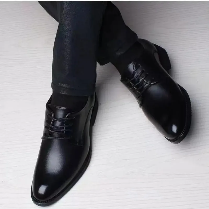 British Casual Business Formal Leather Shoes – Men’s Heightening Single Shoes, Casual Shoes for Suit, Spring and Autumn