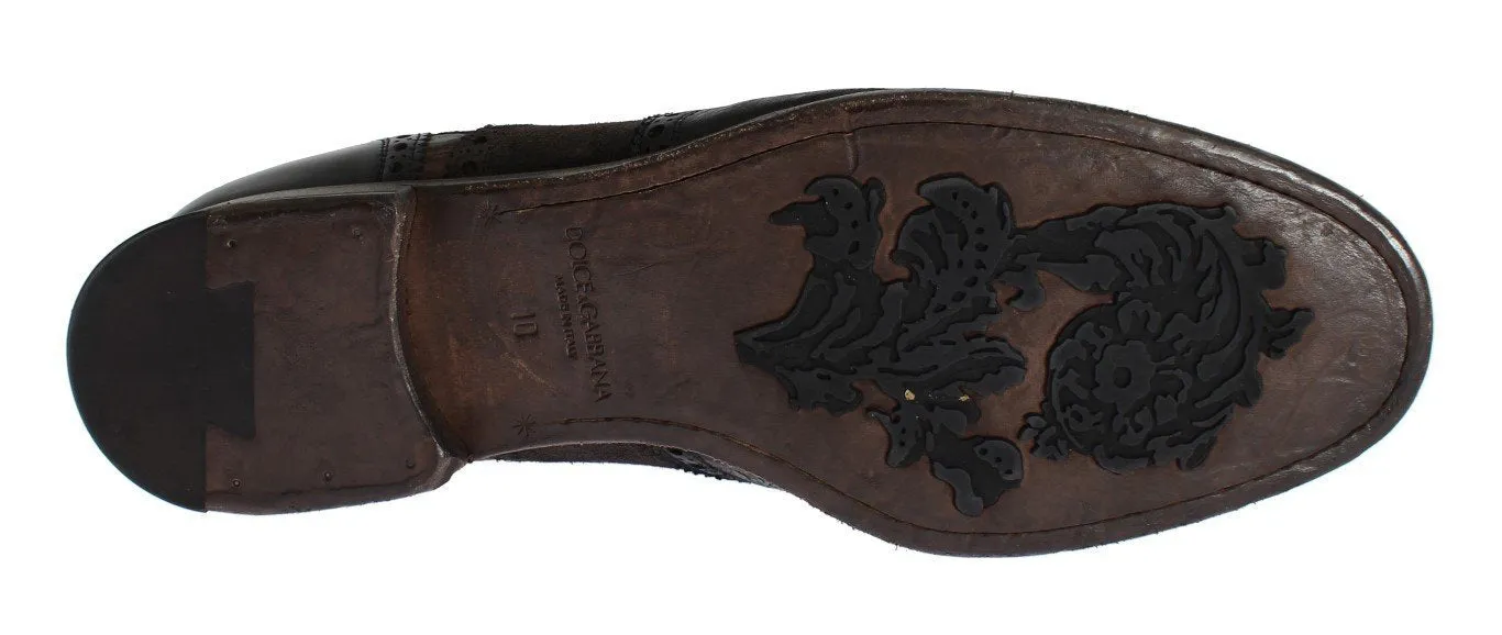Brown Eelskin Caiman Crocodile Dress Shoes