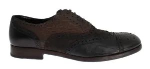 Brown Eelskin Caiman Crocodile Dress Shoes
