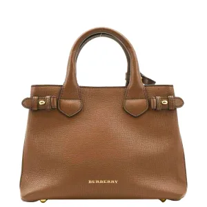 BURBERRY Banner Derby Leather Tote Shoulder Bag Tan