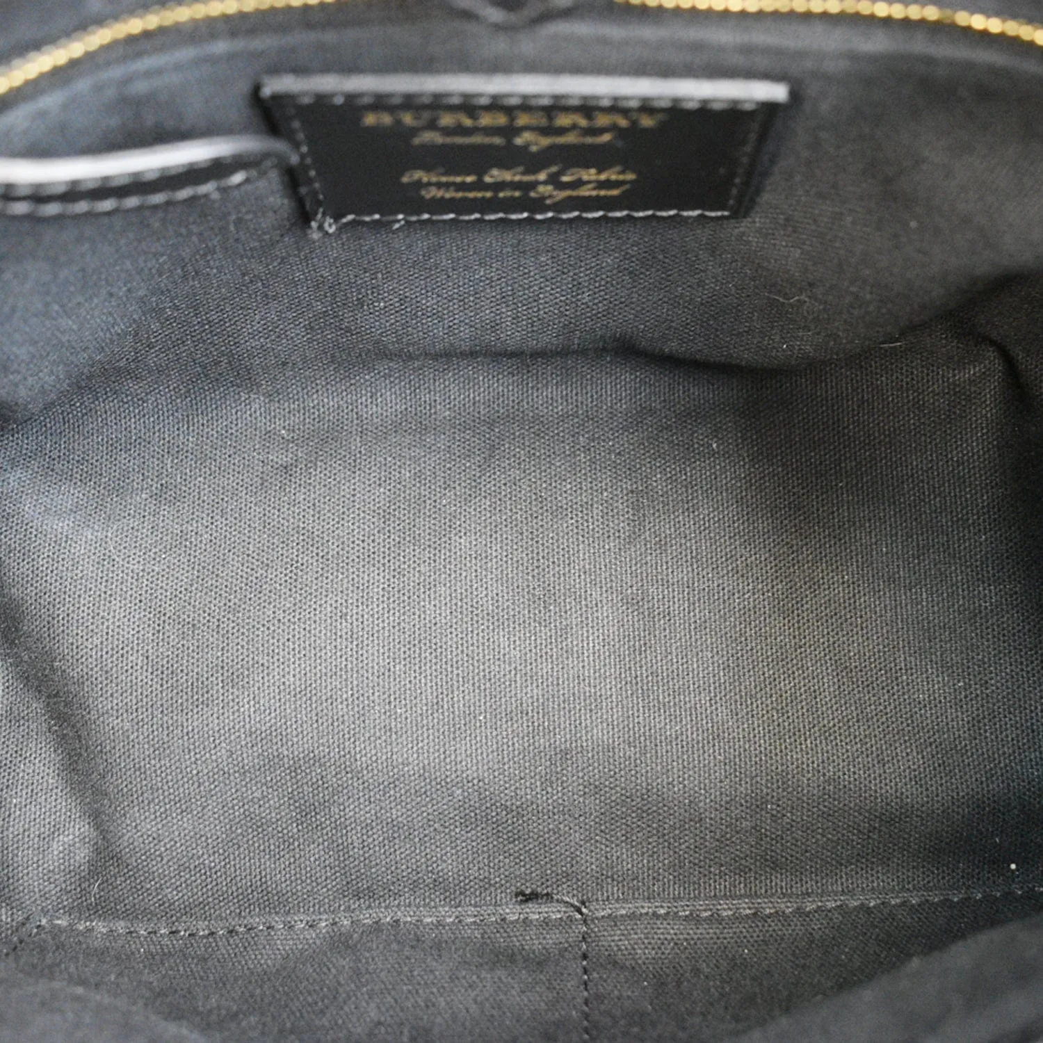 BURBERRY Derby Banner Small House Check Leather Tote Shoulder Bag Black