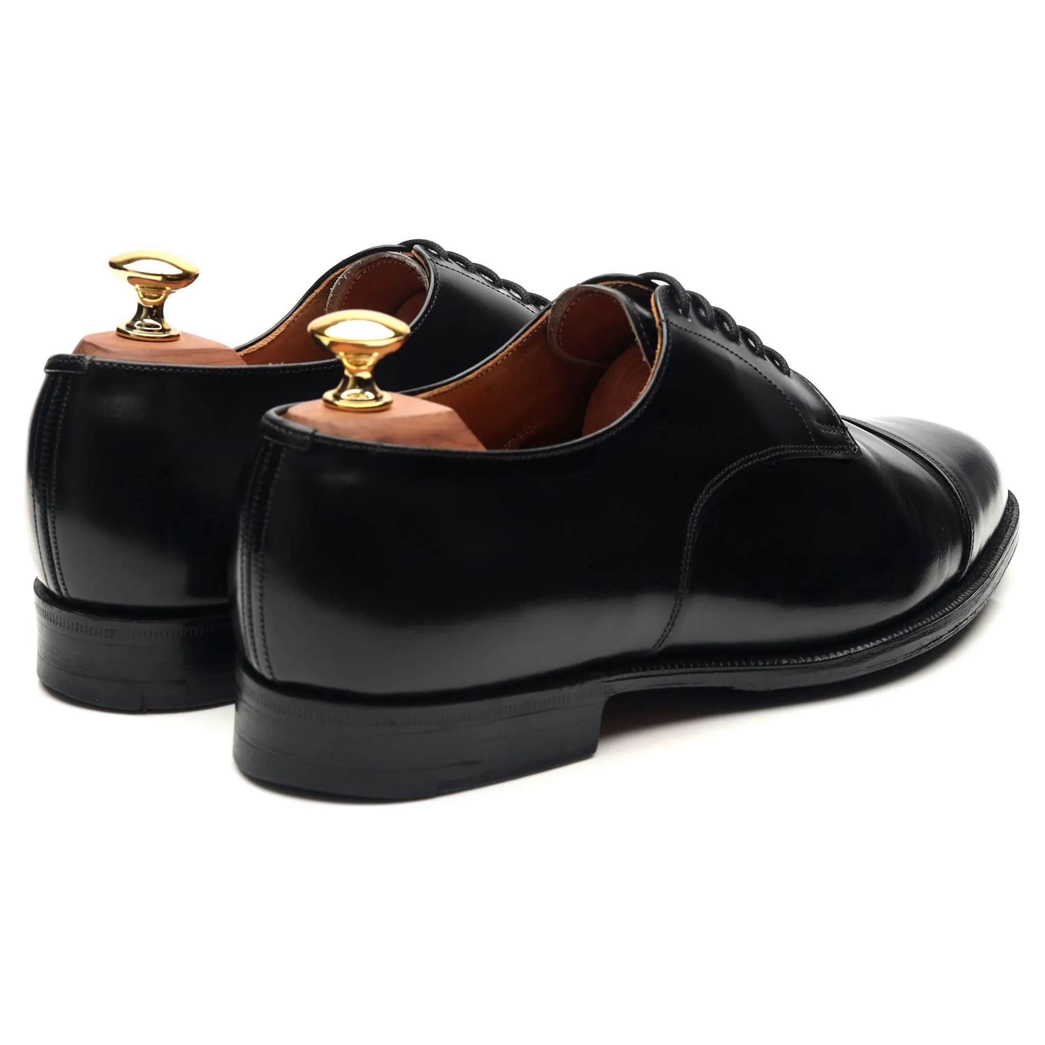 'Burford' Black Leather Cap Toe Derby UK 6 G