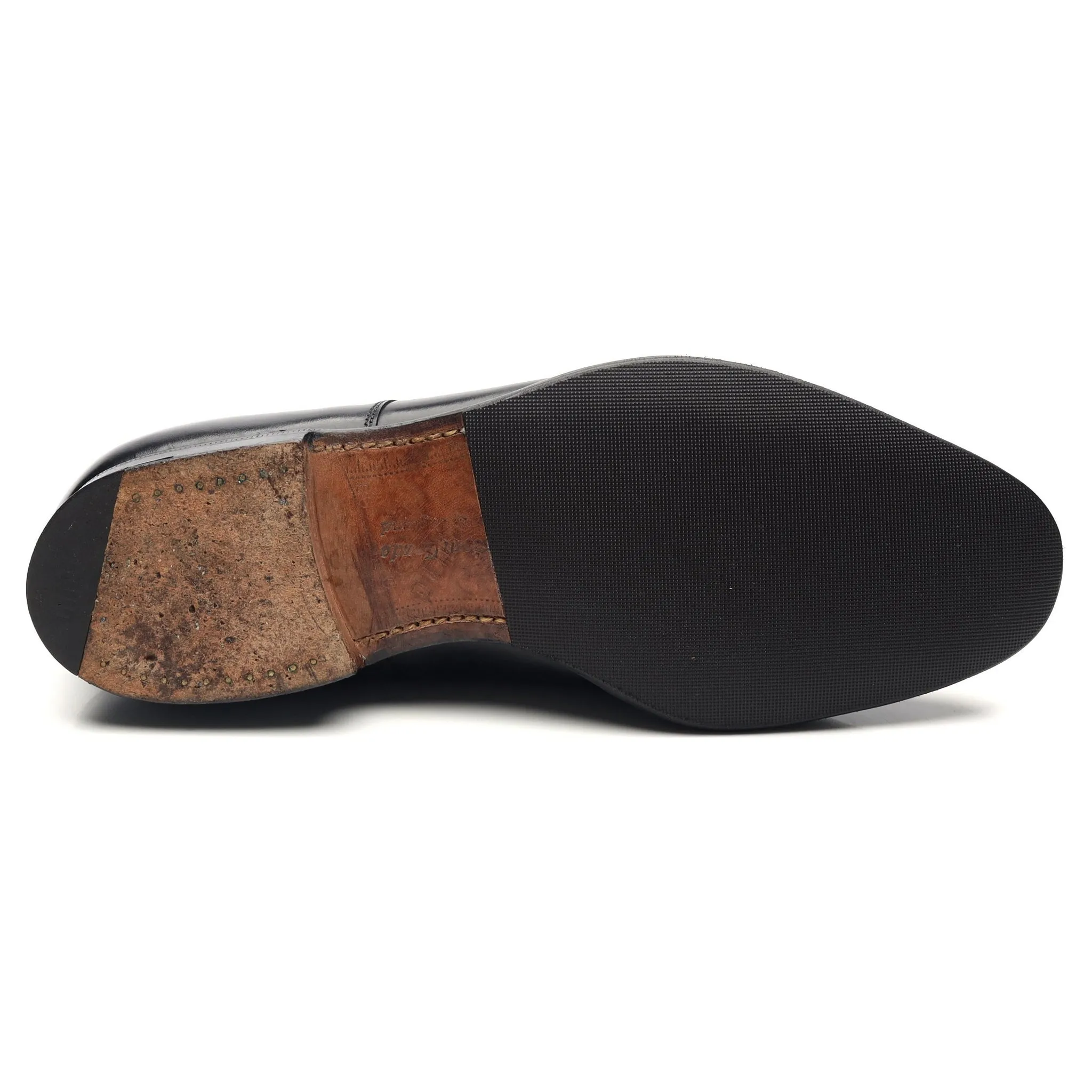 'Burford' Black Leather Cap Toe Derby UK 6 G