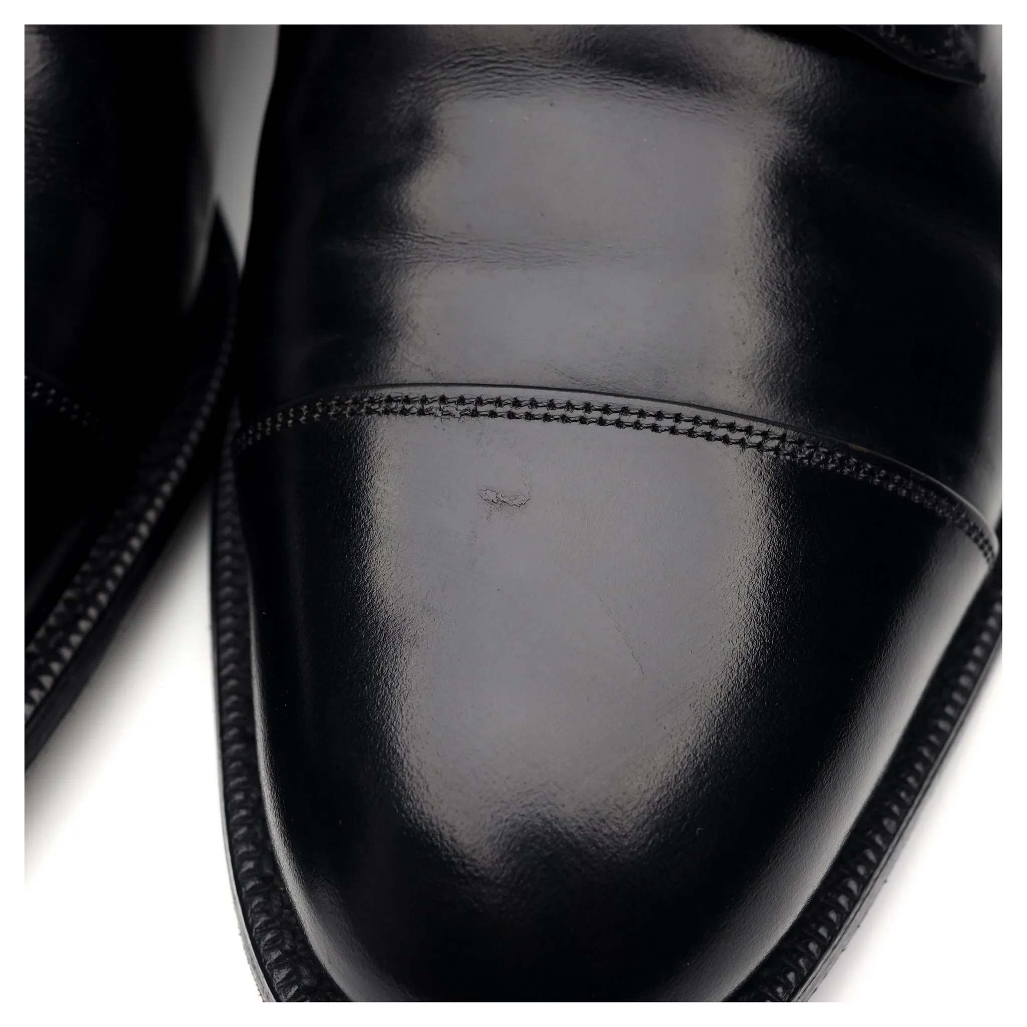 'Burford' Black Leather Cap Toe Derby UK 6 G