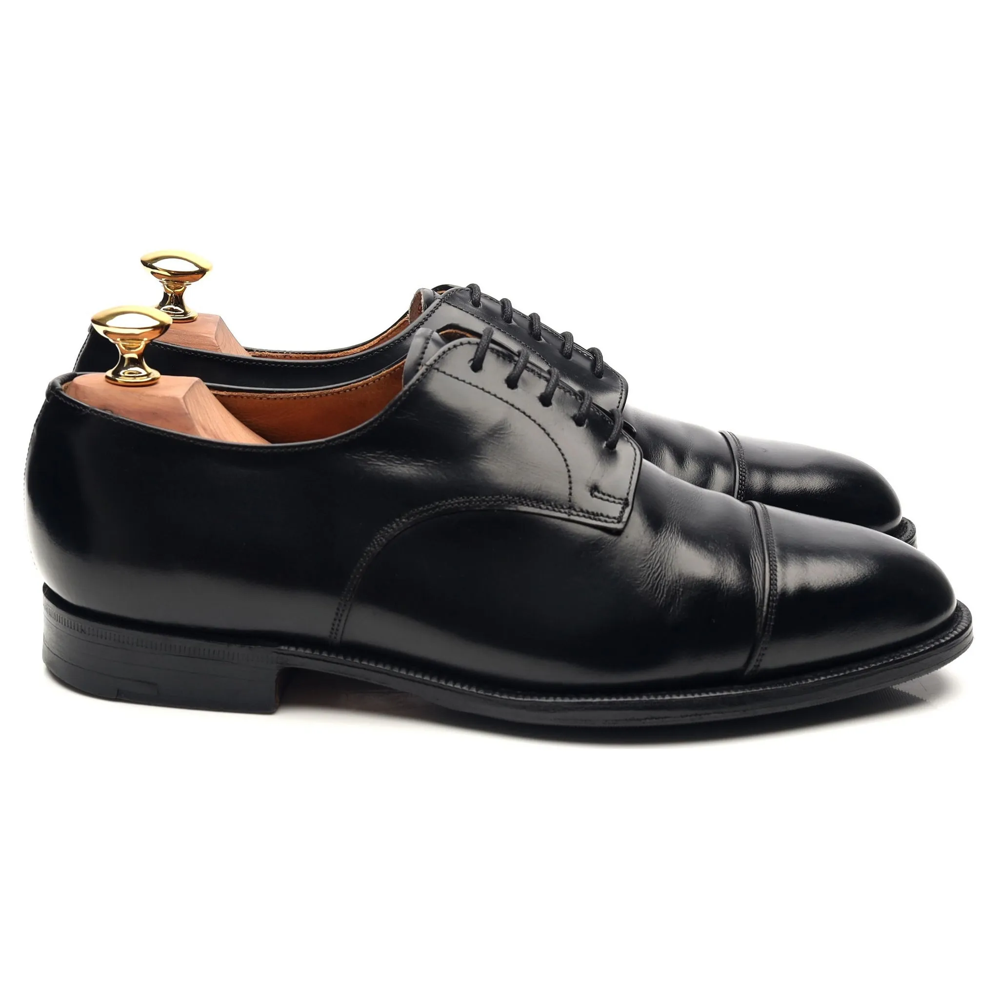 'Burford' Black Leather Cap Toe Derby UK 6 G