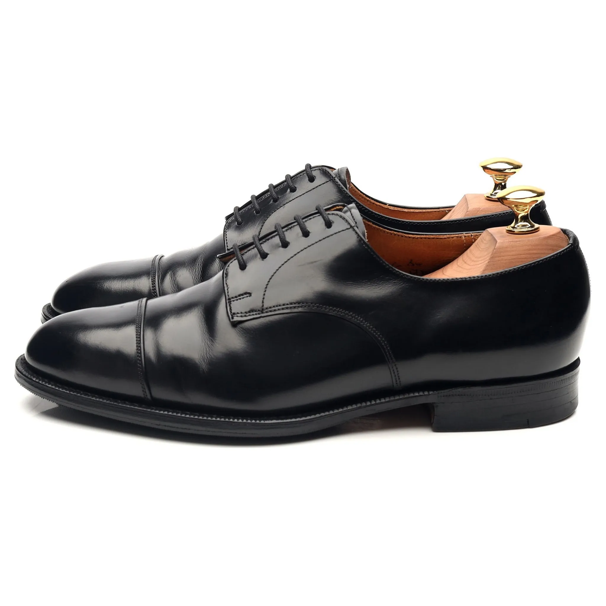 'Burford' Black Leather Cap Toe Derby UK 6 G