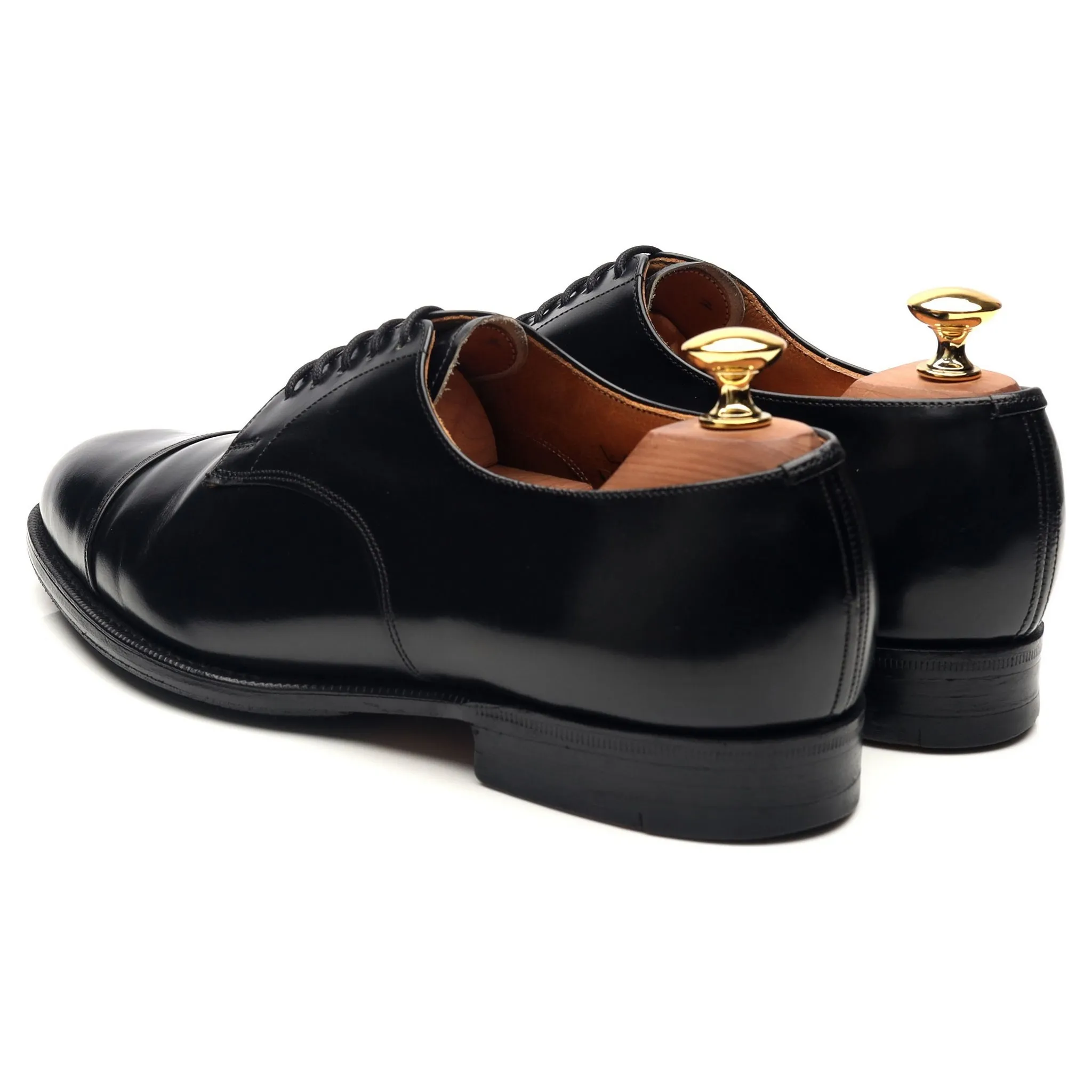 'Burford' Black Leather Cap Toe Derby UK 6 G