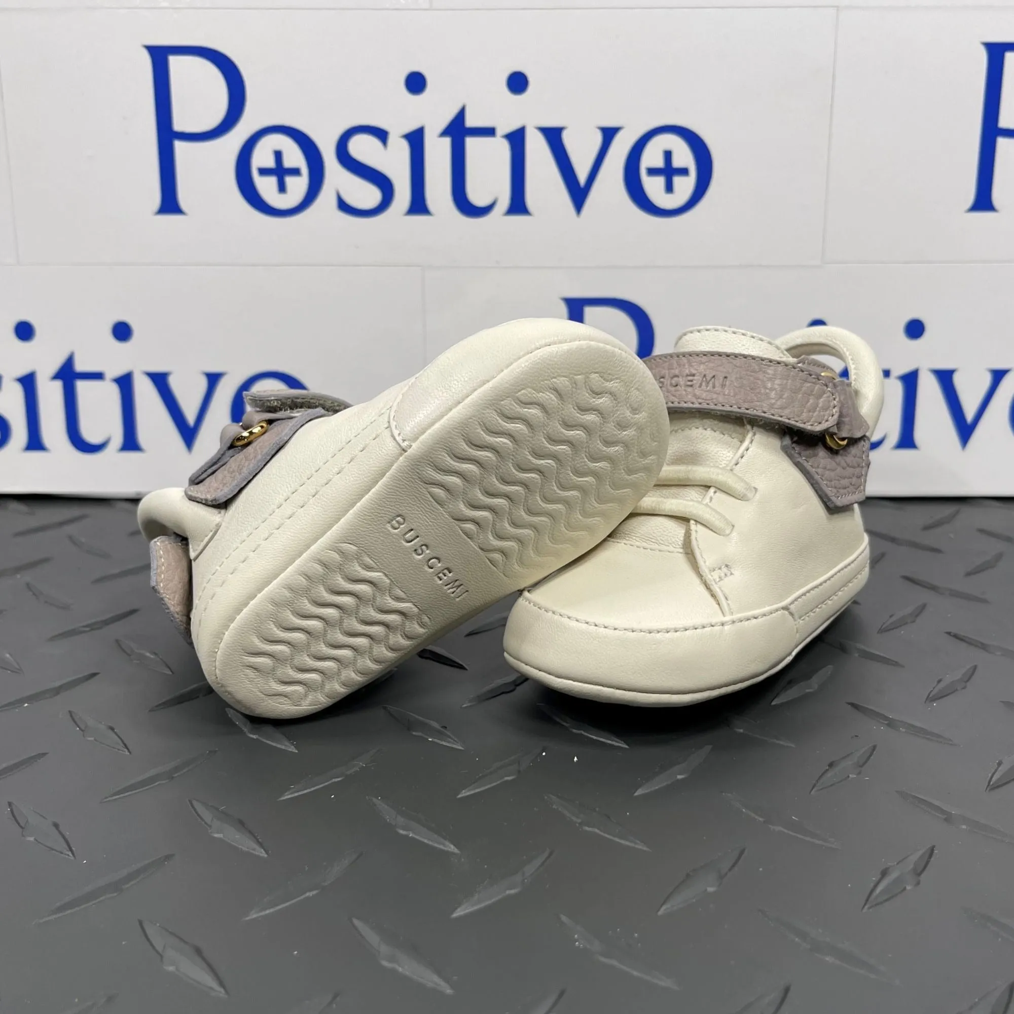 Buscemi 100MM Baby Grigio Perla/Panna Leather Sneakers