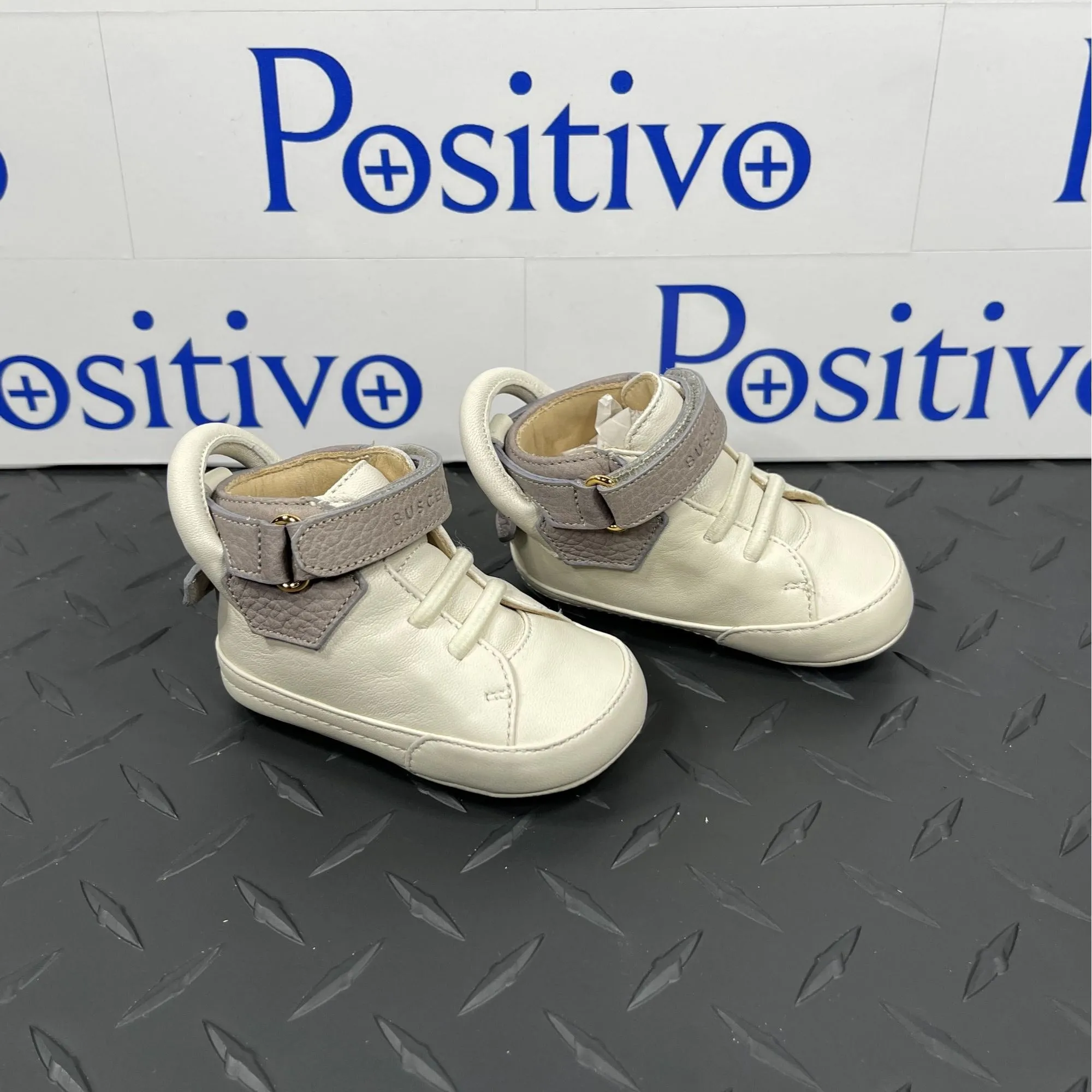 Buscemi 100MM Baby Grigio Perla/Panna Leather Sneakers