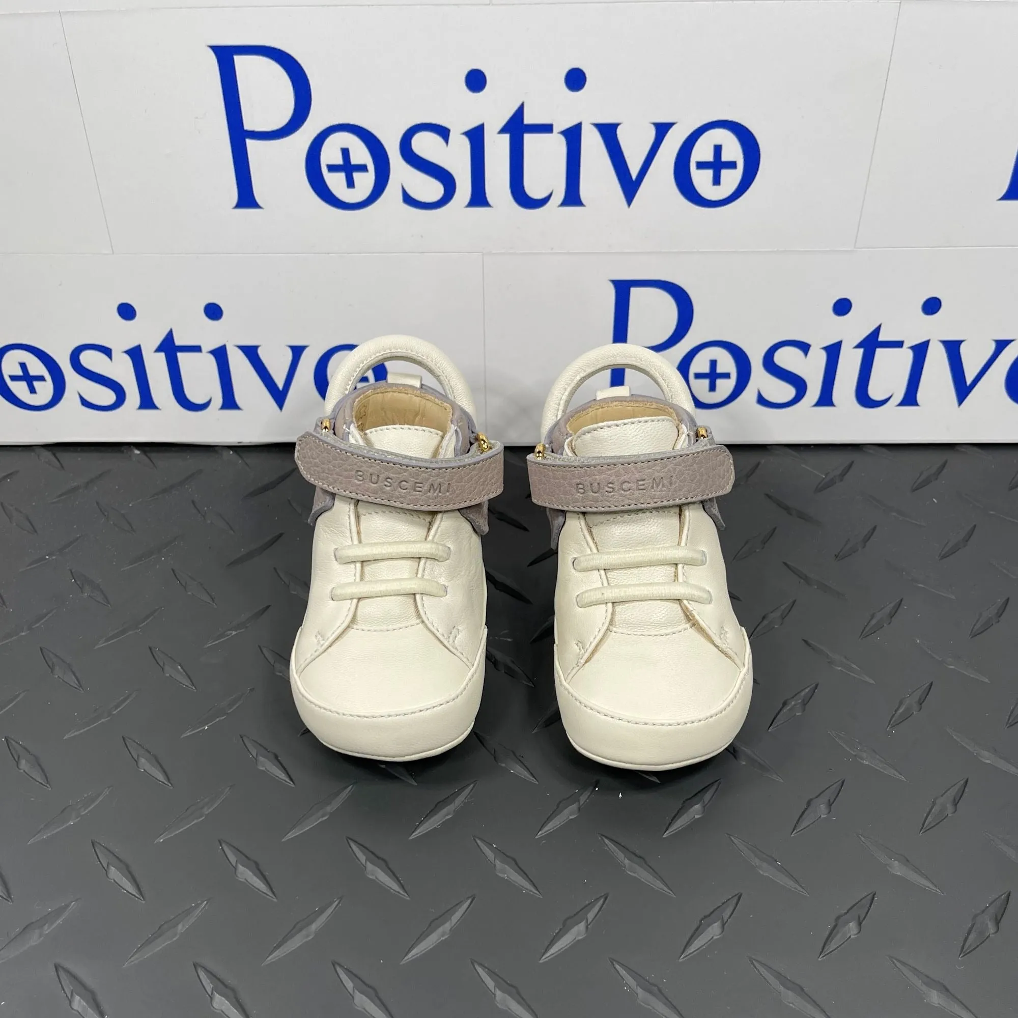 Buscemi 100MM Baby Grigio Perla/Panna Leather Sneakers