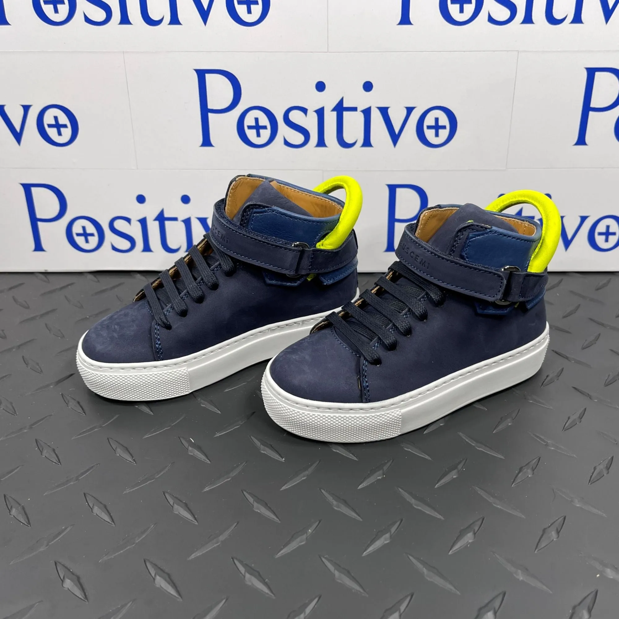 Buscemi 100MM Kid Navy Leather Sneakers