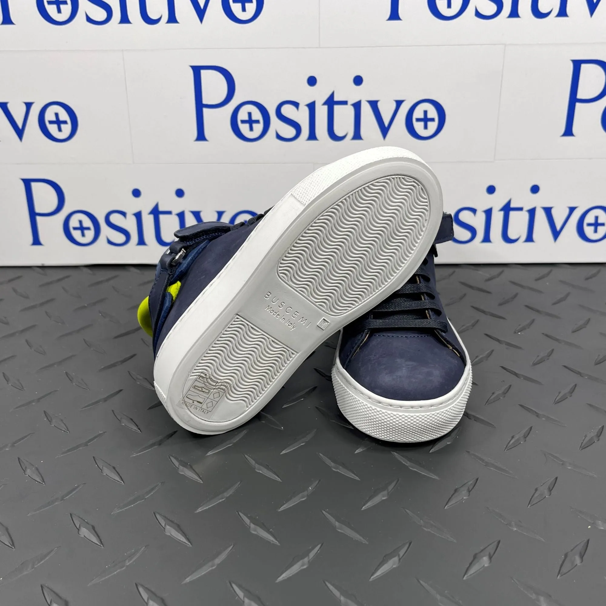 Buscemi 100MM Kid Navy Leather Sneakers