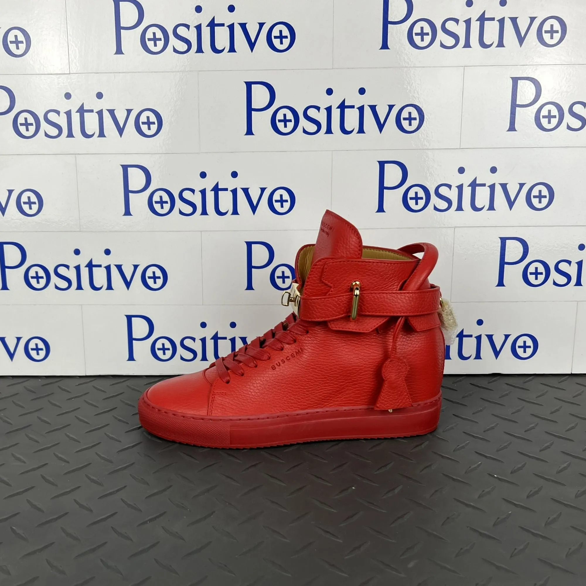 Buscemi Womens 100MM Alta Red Leather Sneaker Sample