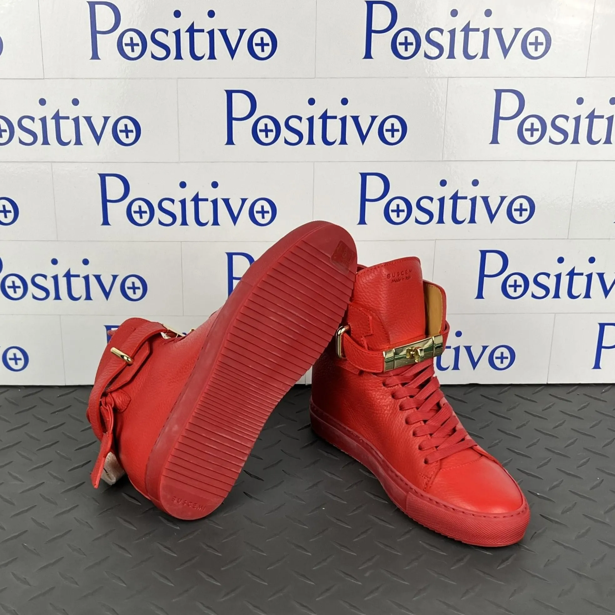 Buscemi Womens 100MM Alta Red Leather Sneaker Sample