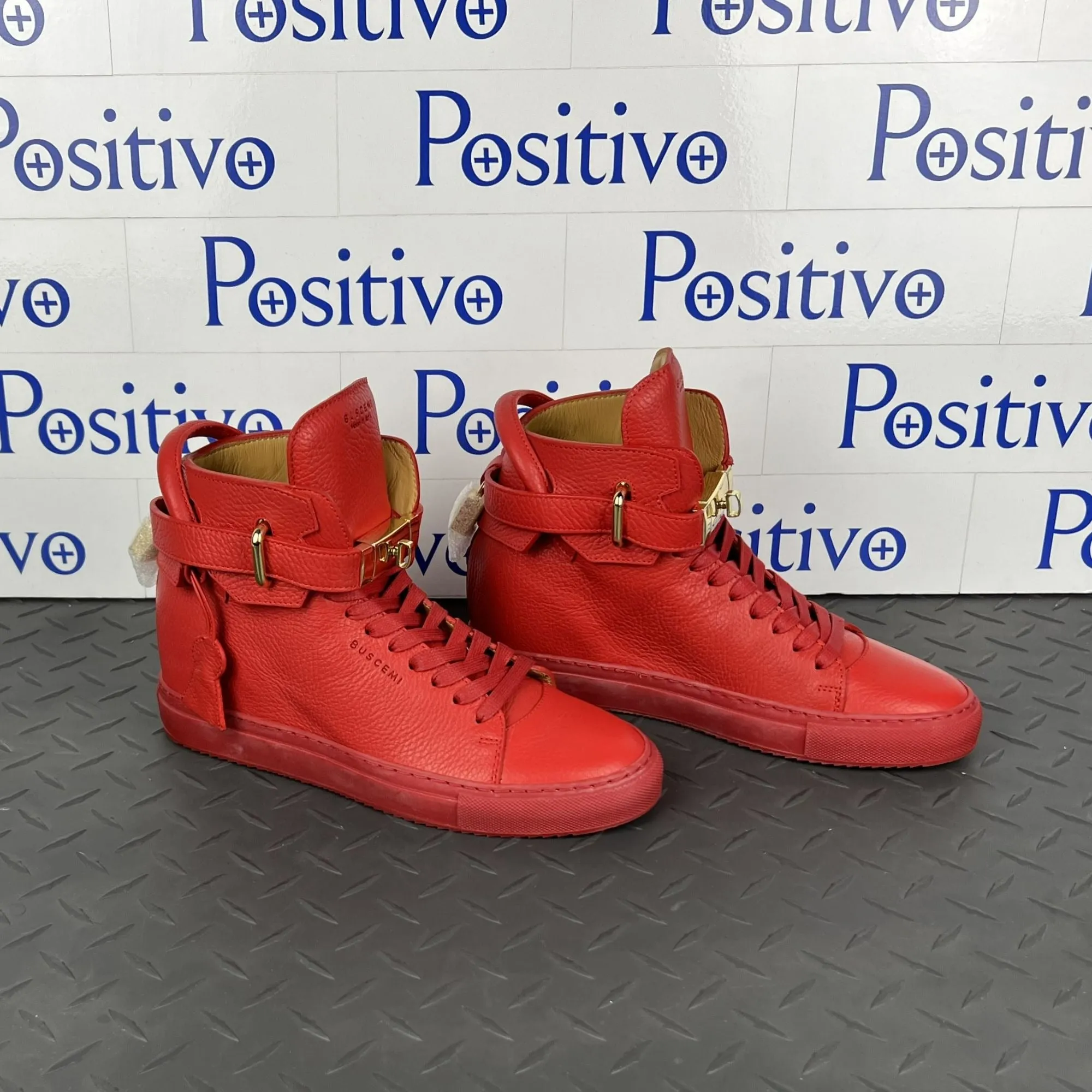 Buscemi Womens 100MM Alta Red Leather Sneaker Sample