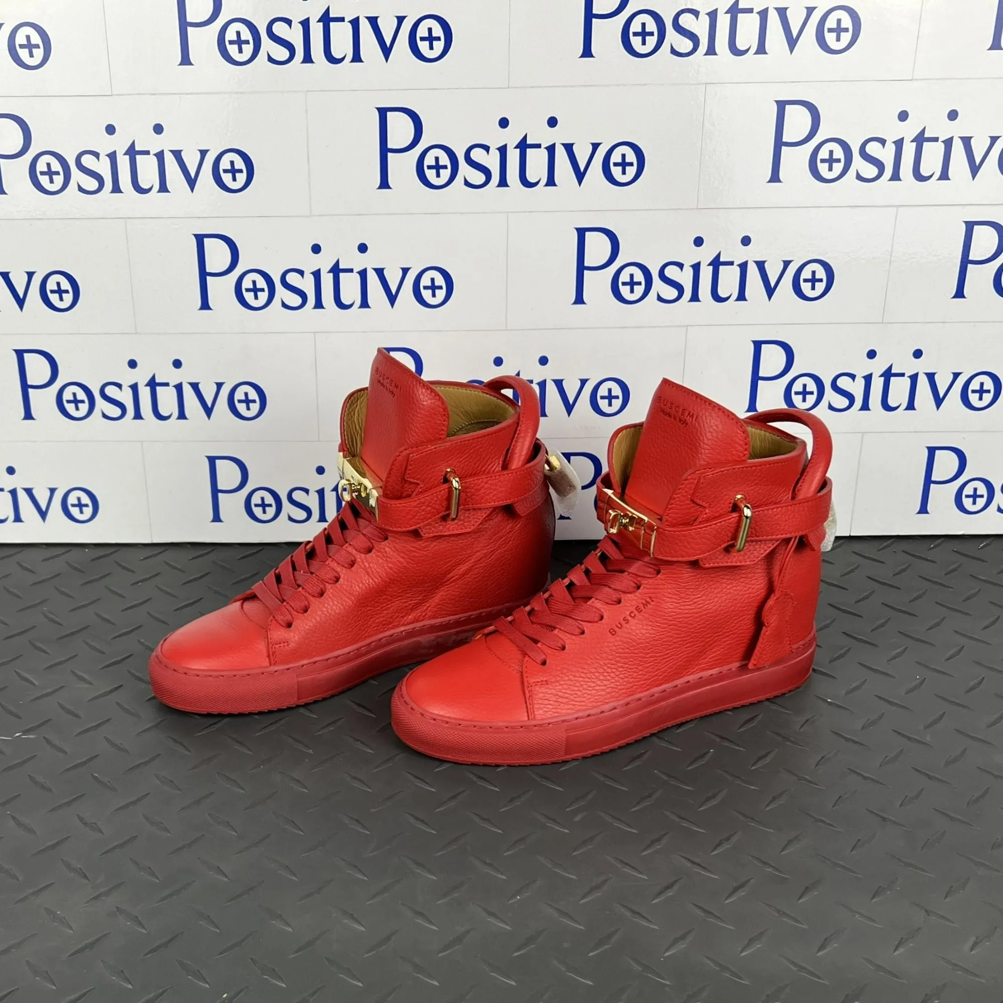 Buscemi Womens 100MM Alta Red Leather Sneaker Sample