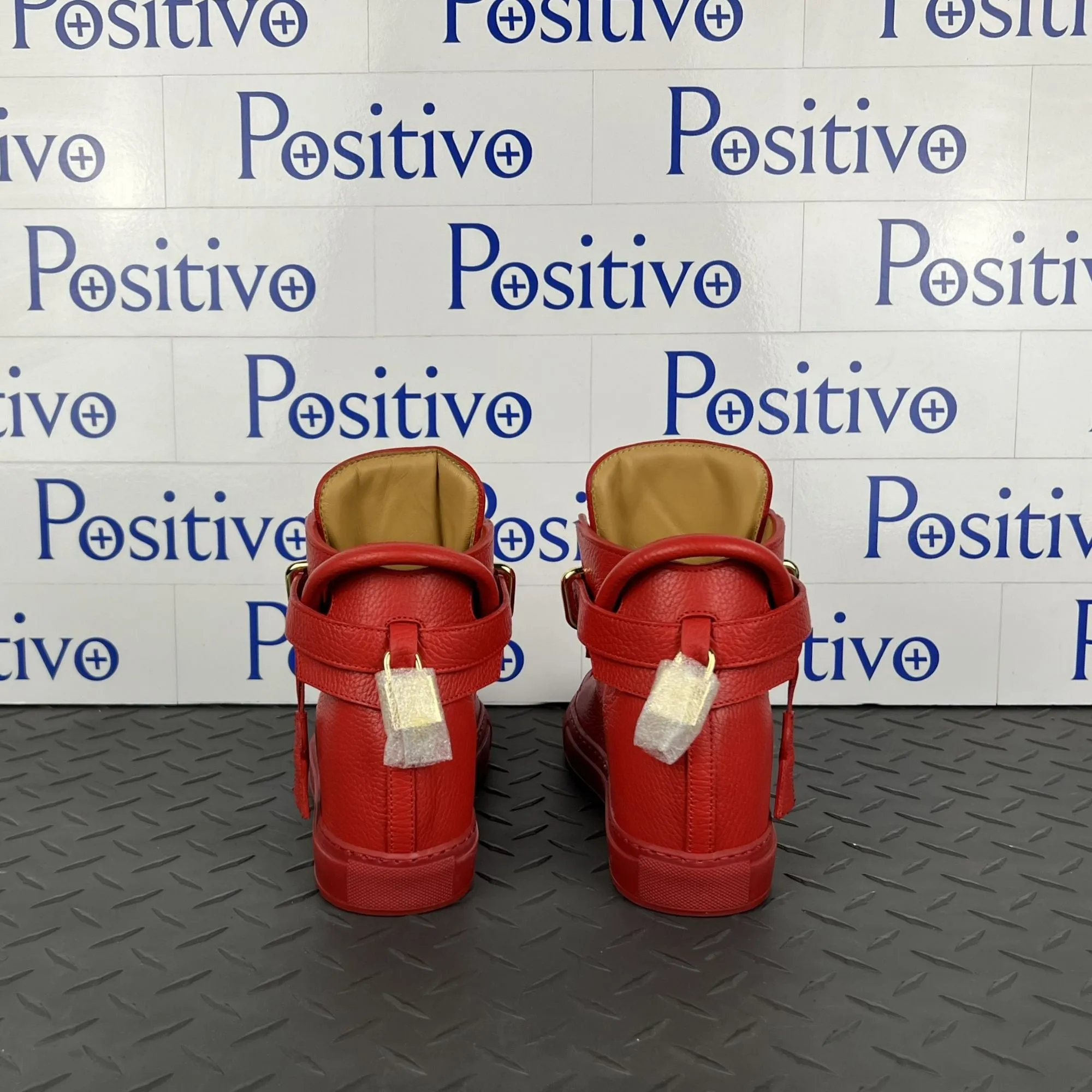 Buscemi Womens 100MM Alta Red Leather Sneaker Sample