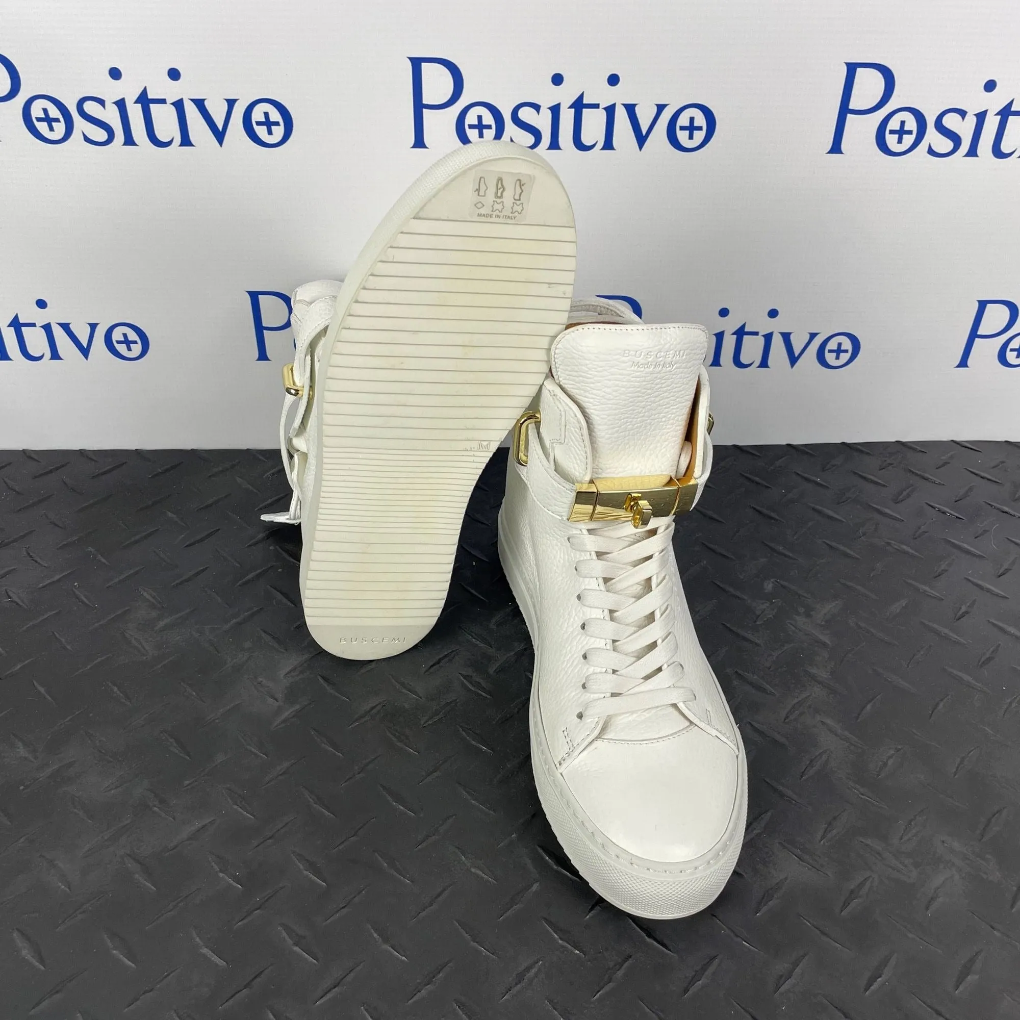 Buscemi Womens 100MM ALTA White Leather Sneakers Sample