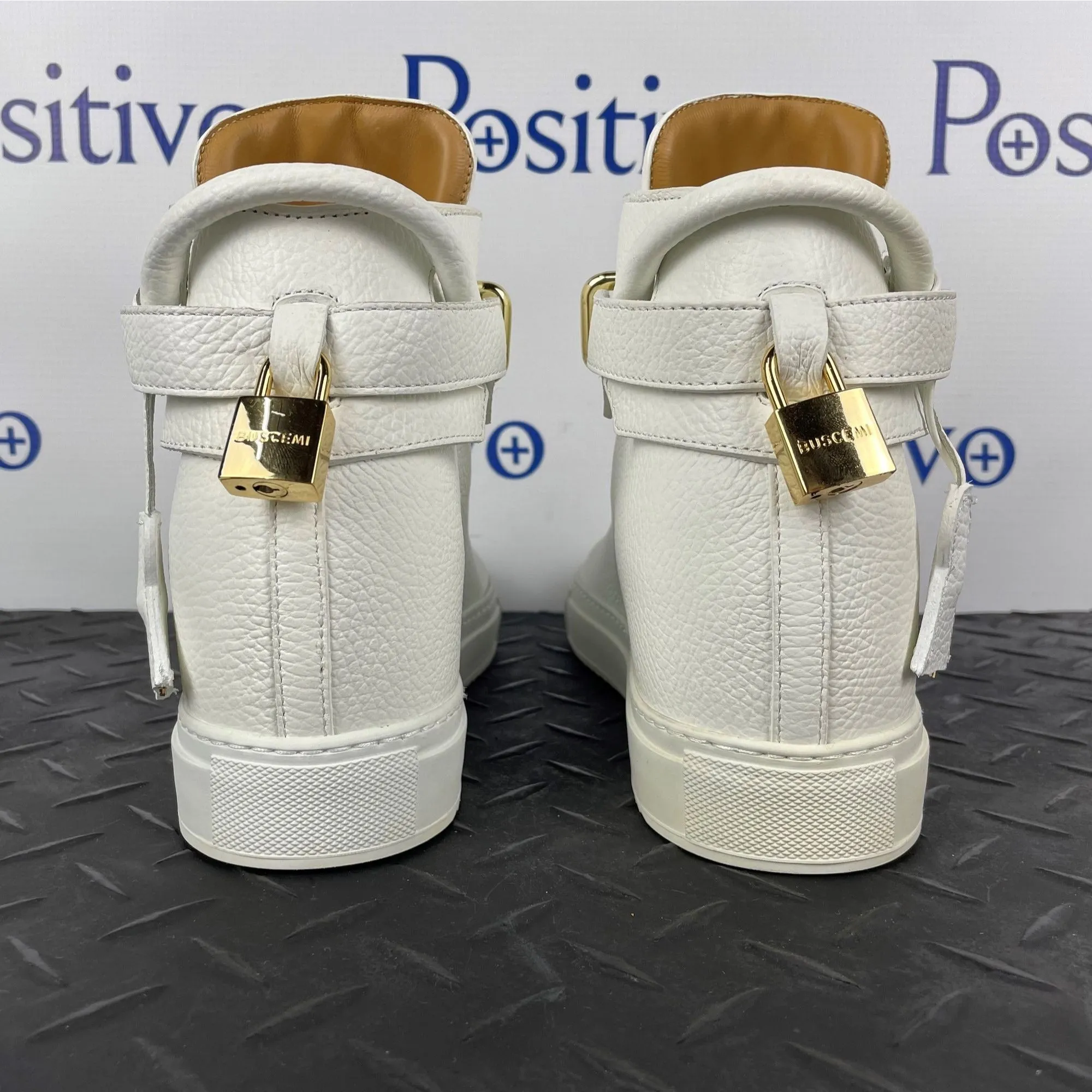 Buscemi Womens 100MM ALTA White Leather Sneakers Sample
