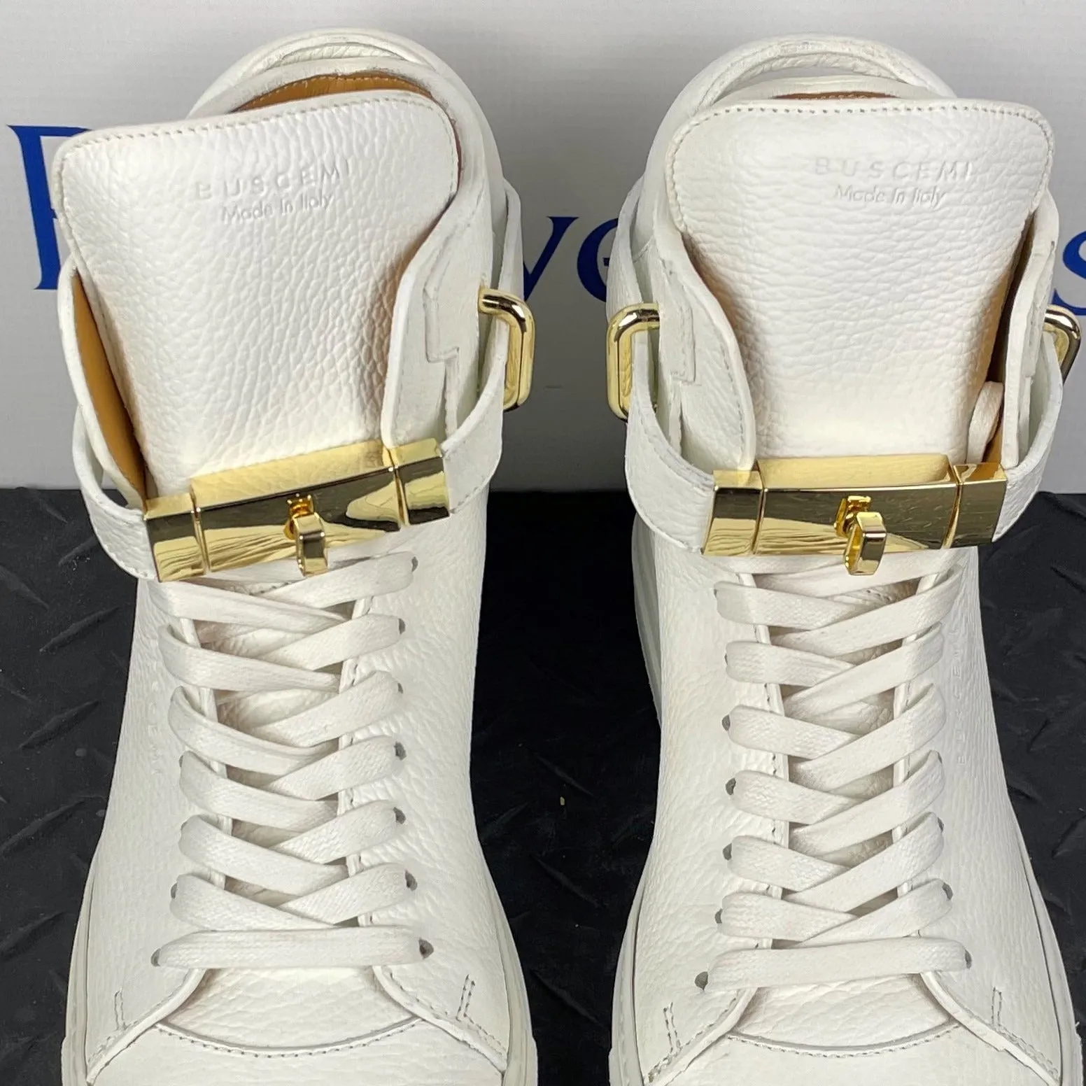 Buscemi Womens 100MM ALTA White Leather Sneakers Sample