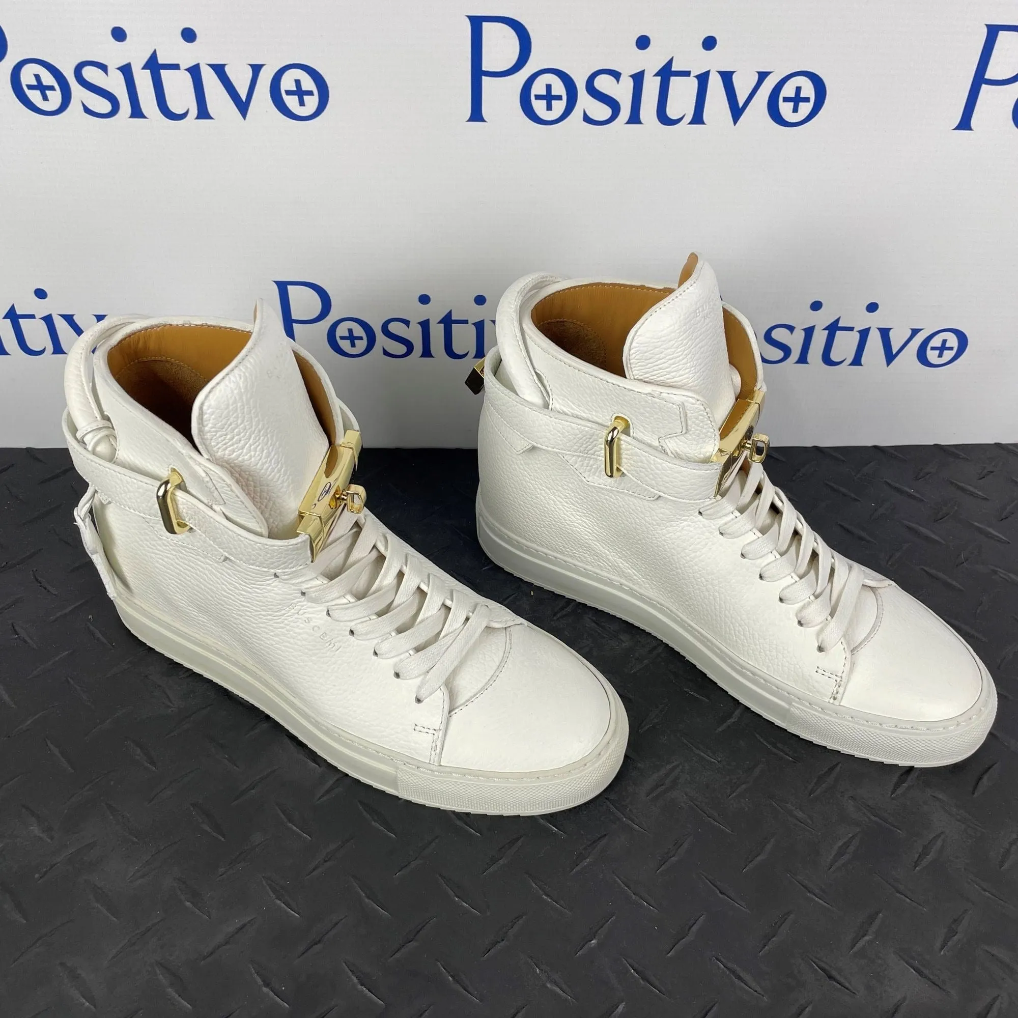 Buscemi Womens 100MM ALTA White Leather Sneakers Sample
